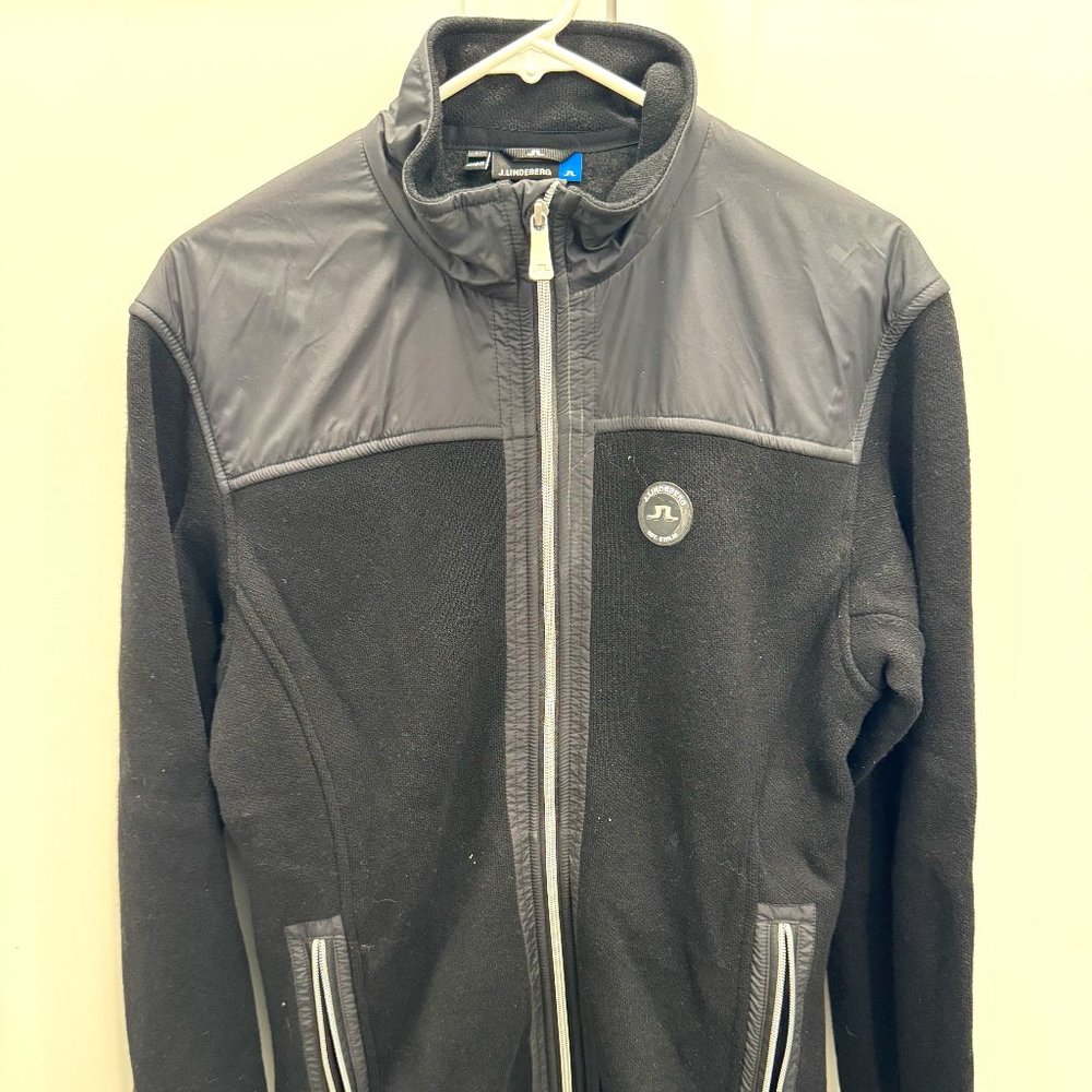 Men's J. Lindeberg On Course Hybrid Full Zip Large Jacket Grey and Black